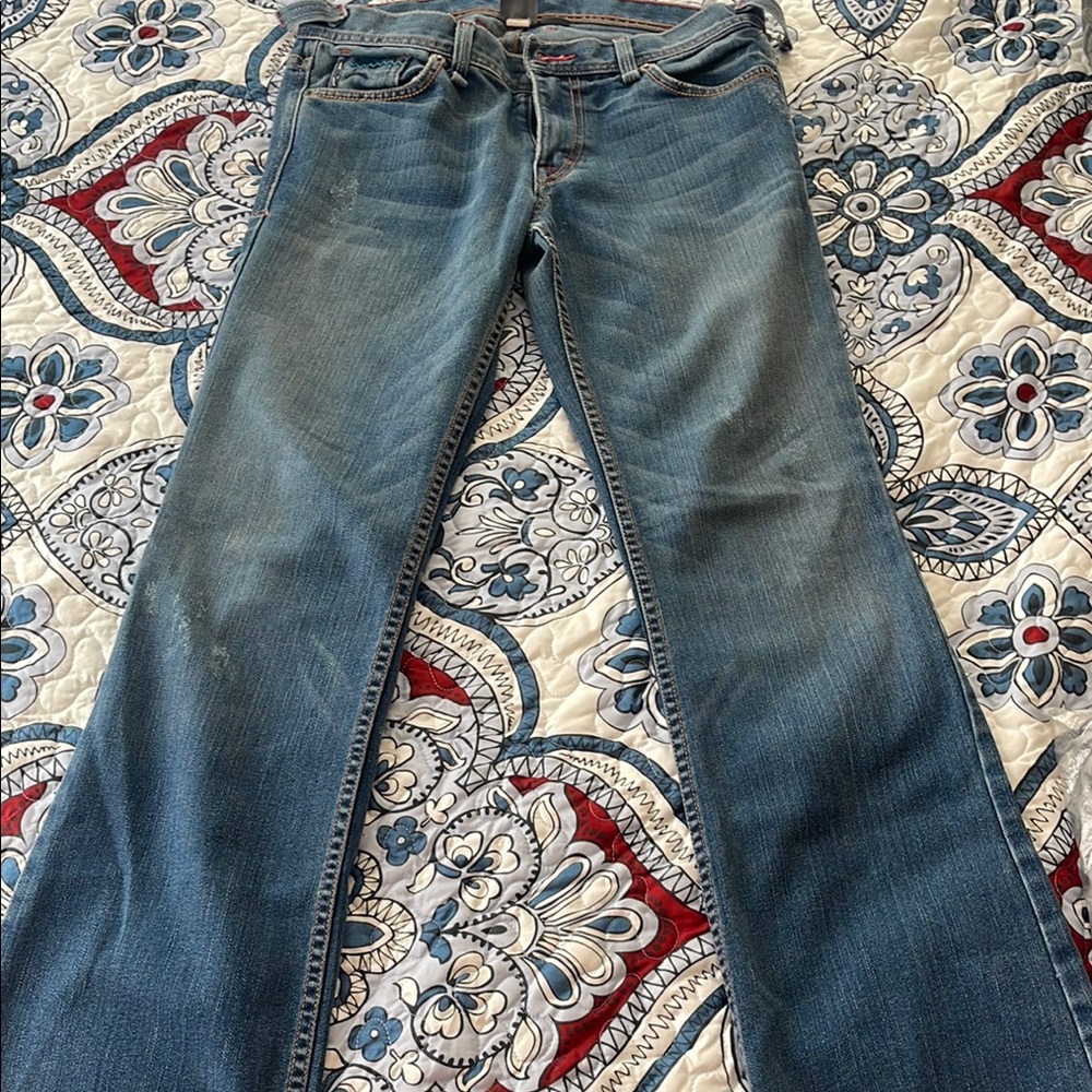 Armani Exchange Blue Straight Leg Denim
